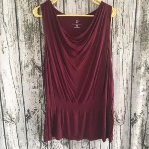 New York and Company Dark Red Sleeveless Blouse